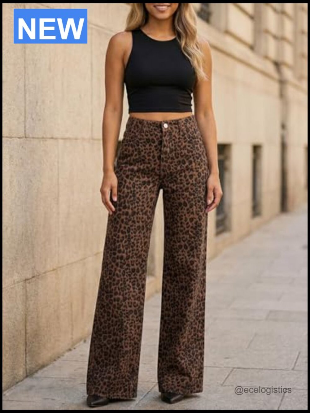 Wide Leg High Waisted Baggy Stretchy Denim Pants with Pockets - Picture 5 of 6